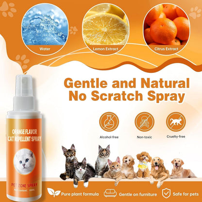 Cat Deterrent Spray, Natural Cat Spray Deterrent for Urine Marking & Scratching, Safe Indoor & Outdoor Effective Cat Scratch Deterrent Training Aid for Furniture - 7.0 Oz