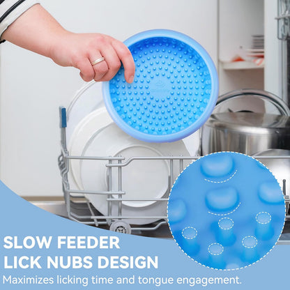 Dog Lick Bowl, Animire Freeze Lick Mat for Dogs, Non-Slip Slow Feeder Licking Bowl Enrichment Treat for Distraction Anxiety Relief, Food Grade Silicone, Dishwasher Safe(Baby Blue,S)