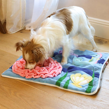 Snuffle Mat for Dogs Under The Sea, Large Dog Snuffle Mat 21” x 18.5”, Dog Enrichment Toy Slow Feeder, Puppy Toys to Keep Them Busy, Machine Washable, Lick mat All Breeds Sizes
