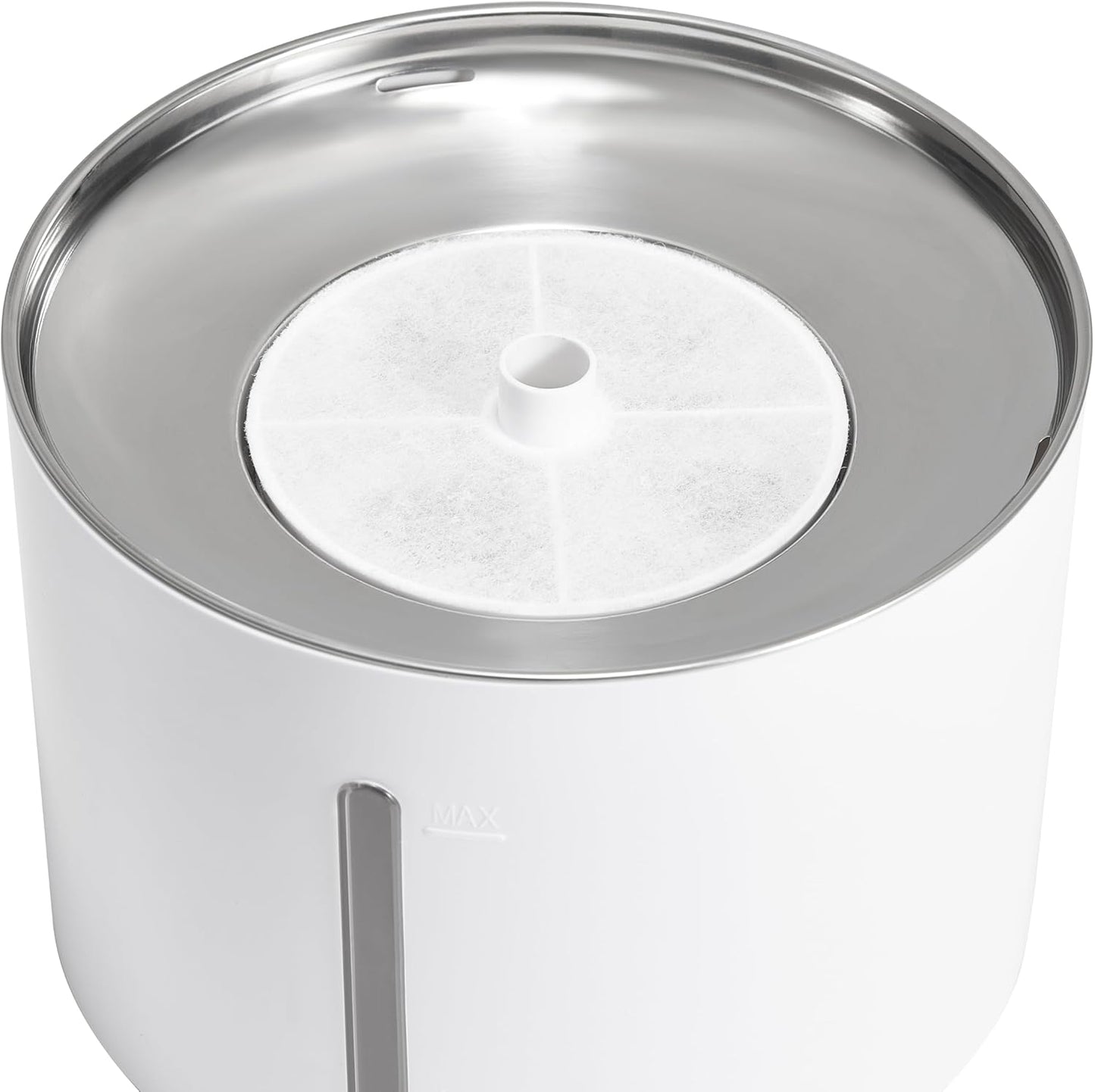 Amazon Basics Pet Water Fountain with Stainless Steel Top, 3L ,White (3 Filters included)