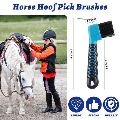 Zhehao 20 Pieces Horse Hoof Pick Brush with Soft Rubber Handle Portable Hoof Pick with Brush, Random Colors