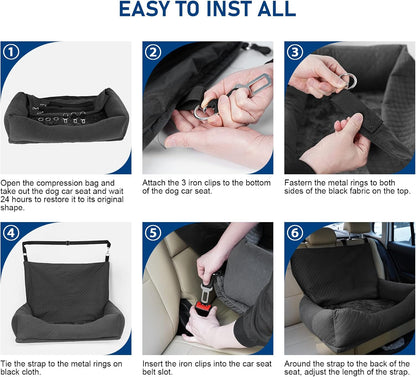 Dog Car Seat for Medium Large, Safe and Comfortable Dog Car Bed Medium Under 60lbs, Multipurpose Design Washable with Non-Slip Base