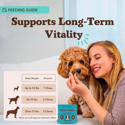 Natural Dog Company Multivitamin Chews & Super Seeds Food Topper Bundle – Daily Dog Supplement for Skin, Coat, Immunity & Nutrition – Peanut Butter Chews (90 ct) + Omega Superfood Topper (8 oz)