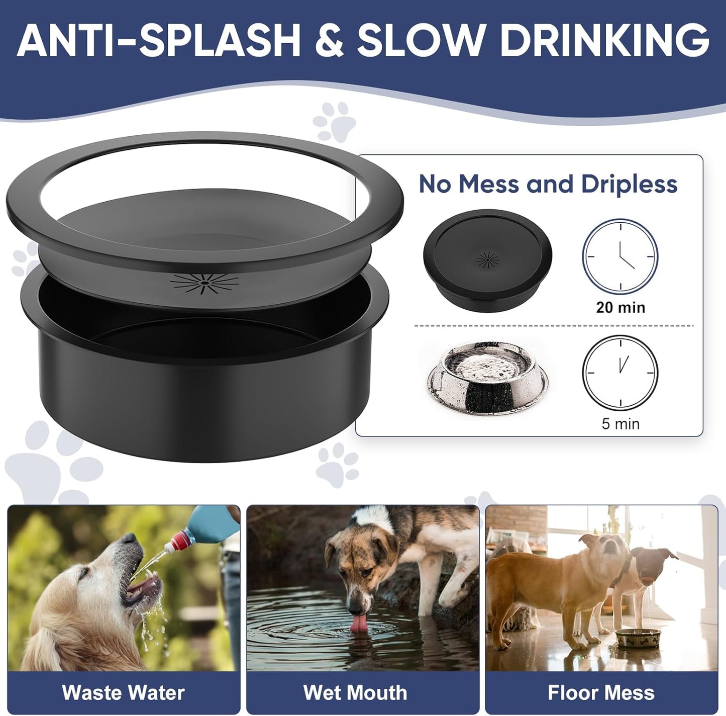 XIAZ Slow Feeder Dog Bowl Elevated Food and Water Bowl Stand for Large Medium Sized Dog, 4 Heights Adjustable, Non-Slip, Durable, Prevents Bloating & Improves Digestion for Dogs