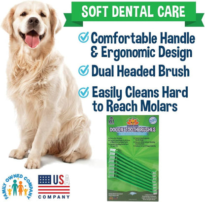 Bodhi Dog Dual-Headed Toothbrush for Dogs & Cats - Soft Bristles for Gentle Pet Dental Care - Puppy & Adult Teeth Cleaning - Easy-to-Use Design for Healthy Gums & Fresh Breath (8 Count)