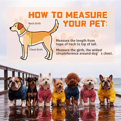 Dog rain Coat with Leash Hole and Reflective Strap - Adjustable Drawstring for Small Medium Dogs - Full-Body Coverage Water Resistant Jacket (Blue, Large)