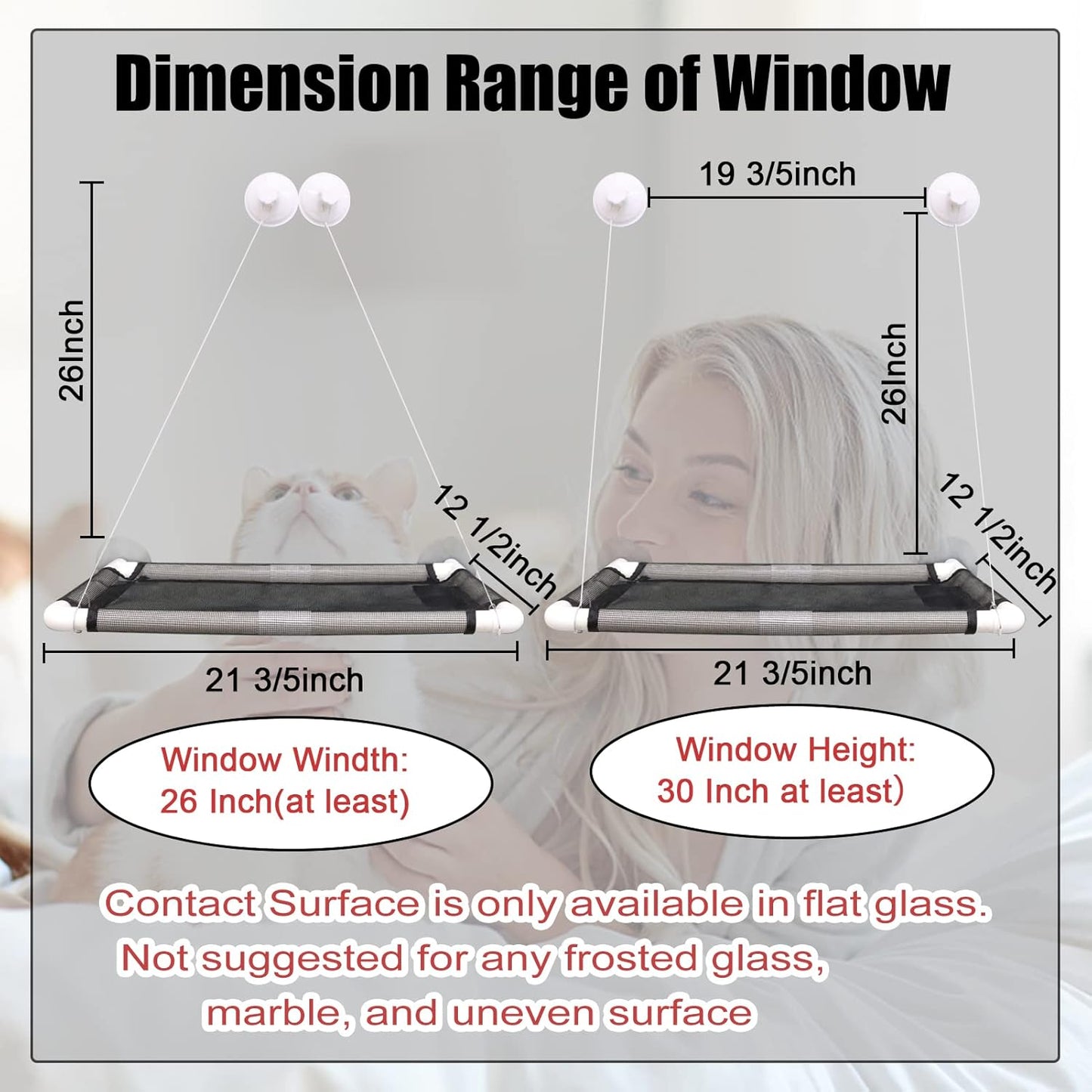 Cat Window Perch, Cat Hammock Window Seat w/Free Fleece Blanket 2025 Latest Screw Suction Cups Extra Large Sturdy Cat Bed Cat Resting Seat Hold Two Large Cats White Indoors (One Extra Suction Cup