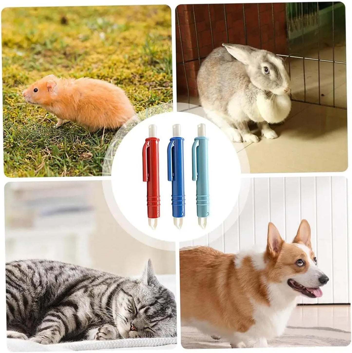 Tick Remover Tool Pen 3Pcs/Set Portable Lightweight PP Handheld Tick Tweezers Catching Pen for Dogs and Cats