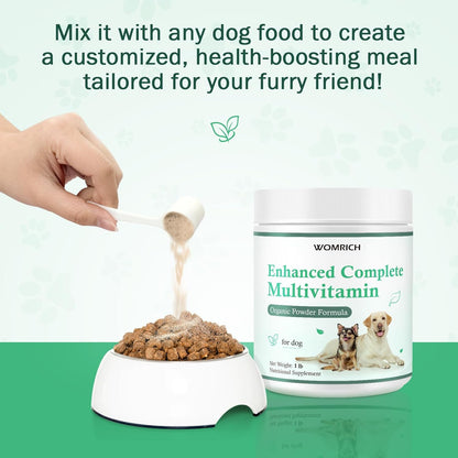 Dog Vitamins and Supplements Probiotics Powder 1LB - Enhanced Complete Multivitamin for Dogs Homemade Dog Food Supplement Supports Immune, Skin & Coat, Digestion with Vitamins, Omega-3, Probiotics
