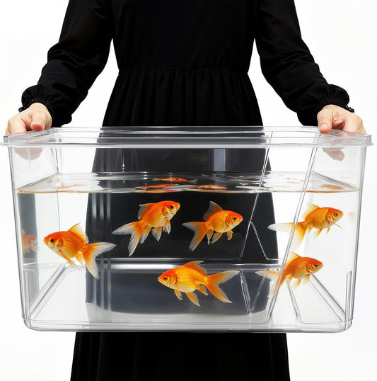 Geelin 7 Gallon Plastic Fish Tank Large Bowl Shatterproof with Crystal Clear Clarity for Terrarium, Flower Vase Centerpiece Gift for Fish Lovers(Square)