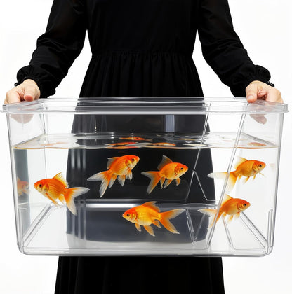 Geelin 7 Gallon Plastic Fish Tank Large Bowl Shatterproof with Crystal Clear Clarity for Terrarium, Flower Vase Centerpiece Gift for Fish Lovers(Square)