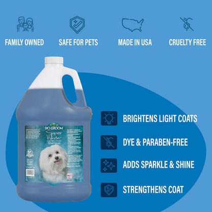 Bio-Groom Super Whitening Dog Shampoo + Silk Creme Rinse Conditioner - Dog & Pet Bathing Supplies, Hair Detangler, Puppy Wash, Grooming Supplies, Cruelty-Free - 1 Gallon Each (Pack of 2)