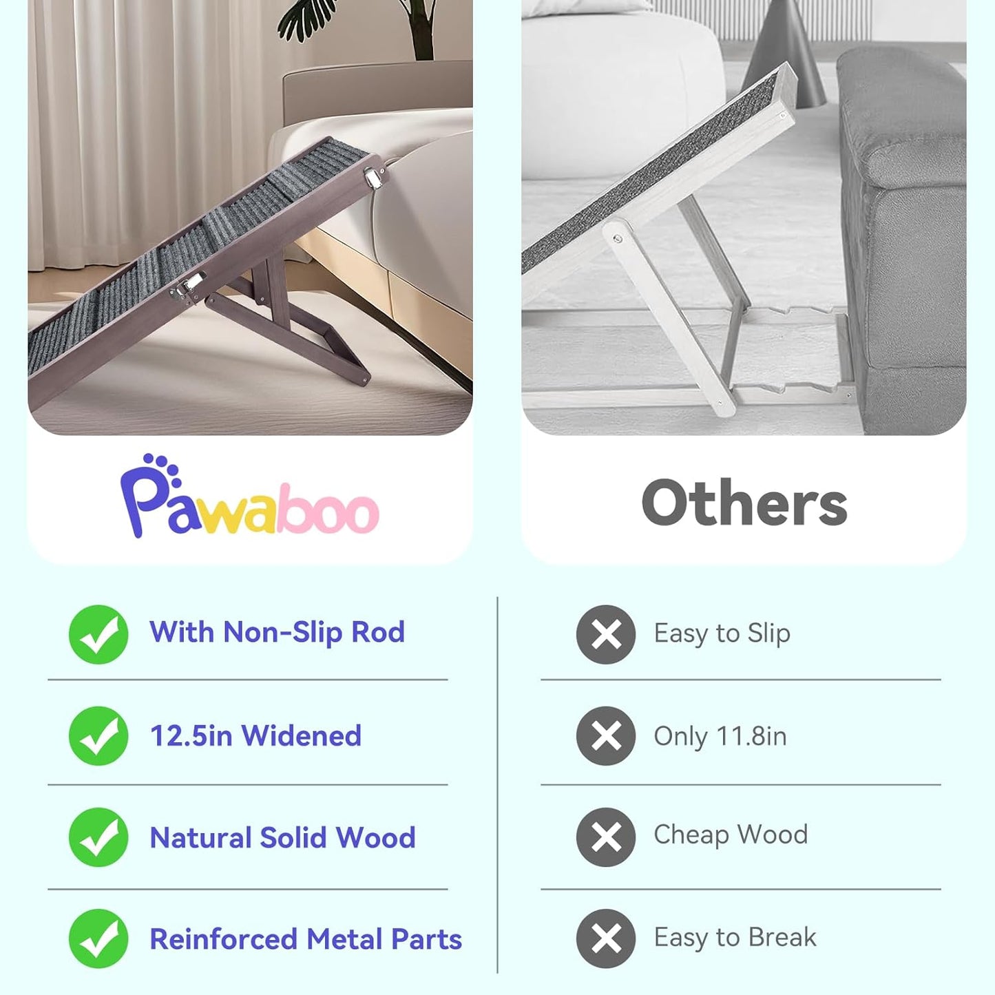 2025 Upgraded Dog Ramp for Couch, Foldable Small Dog Ramp for Low Bed, 4 Adjustable Height from 13'' to 21", Portable Stable Pet Step with Non-Slip Pad, Pet Ramps Use for Couch Stairs, Grey Purple