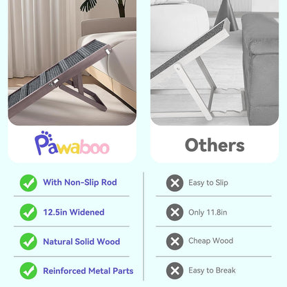 2025 Upgraded Dog Ramp for Couch, Foldable Small Dog Ramp for Low Bed, 4 Adjustable Height from 13'' to 21", Portable Stable Pet Step with Non-Slip Pad, Pet Ramps Use for Couch Stairs, Grey Purple