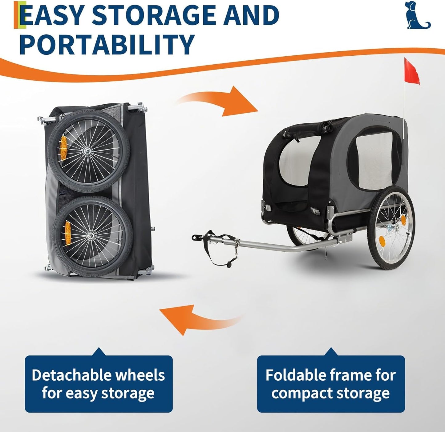 Dog Bike Trailer for Large Dogs - 88Lbs Capacity Pet Bicycle Carrier with 16" Air Tires, Foldable Oxford Fabric Design & Universal Bicycle Coupler | Safe Cycling Cargo Cart for Medium/Large Pets