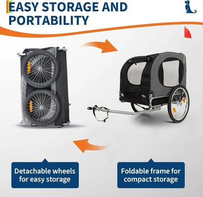 Dog Bike Trailer for Large Dogs - 88Lbs Capacity Pet Bicycle Carrier with 16" Air Tires, Foldable Oxford Fabric Design & Universal Bicycle Coupler | Safe Cycling Cargo Cart for Medium/Large Pets