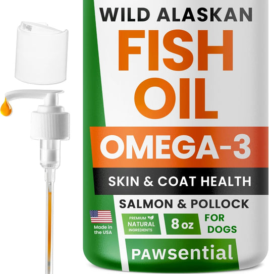 Omega 3 Fish Oil for Dogs & Cats - Made with Wild Alaskan Salmon Oil; Liquid Fish Oil Supplement for Pets with Omega 3 EPA+DHA Fatty Acids; Real Ingredients, Real Taste — Trusted by Vets!