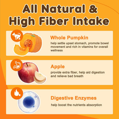NATURE TARGET Pumpkin for Dogs, All Natural Fiber for Dogs, with Digestive Enzymes, Apple, Healthy Stool and Dog Digestive Support, Diarrhea, Constipation Relief, Pumpkin Powder for Dog to Make Puree