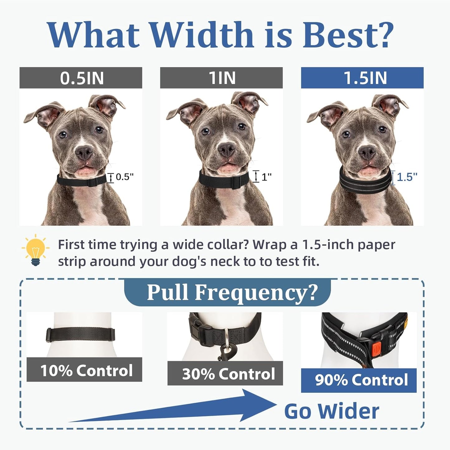 Mayerzon 1.5" Wide Martingale Collar for Large Medium Small Dogs Pitbull German Shepherd, No Pull Reflective Slip & Martingale Dog Collar with Buckle Soft Padded for Walking Training(Black,M)