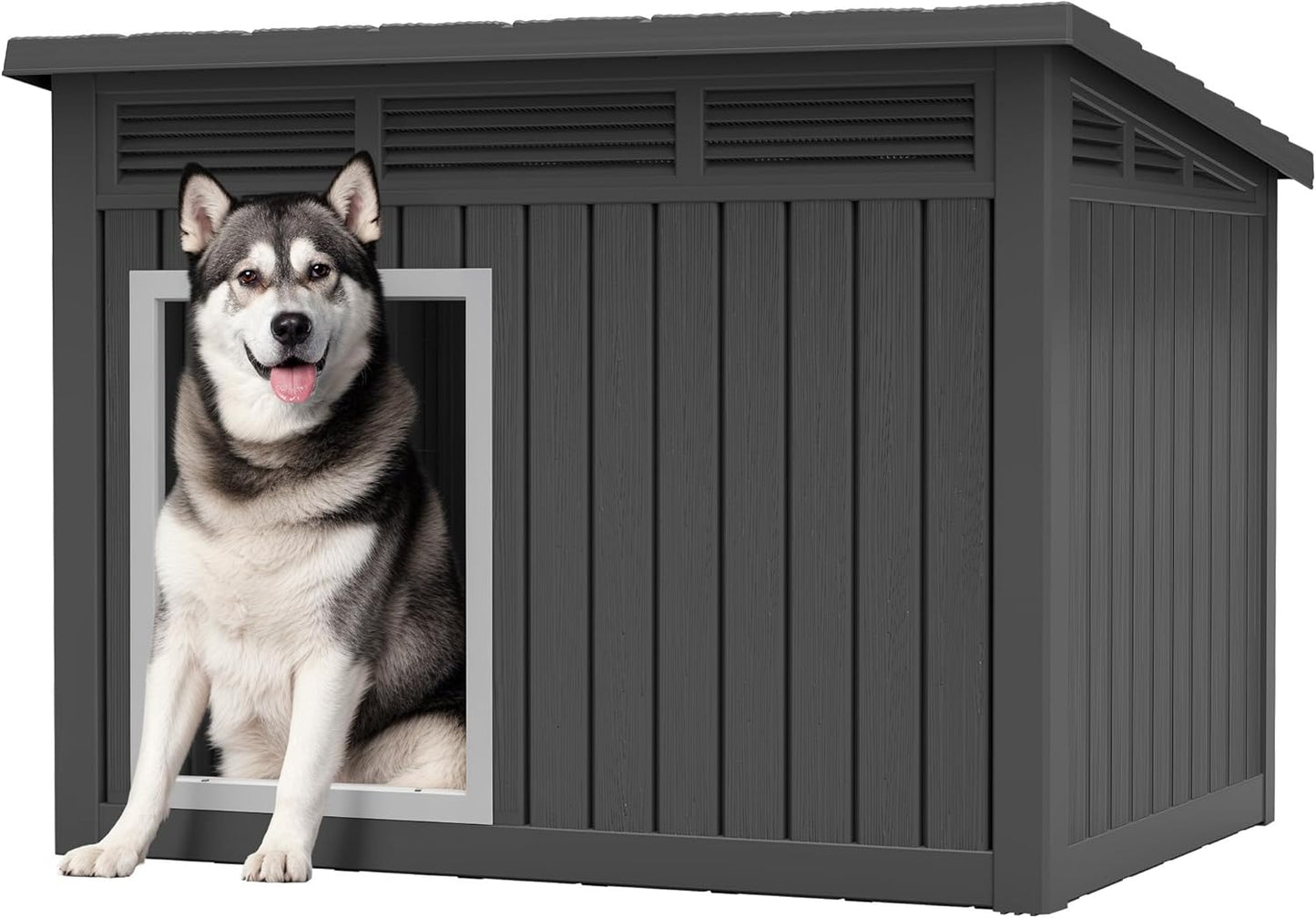 Fancyango Large Weatherproof Dog House with Removable Roof for Indoor & Outdoor Use - Spacious (42.8" L x 33" W x 31.5" H) Classic Black