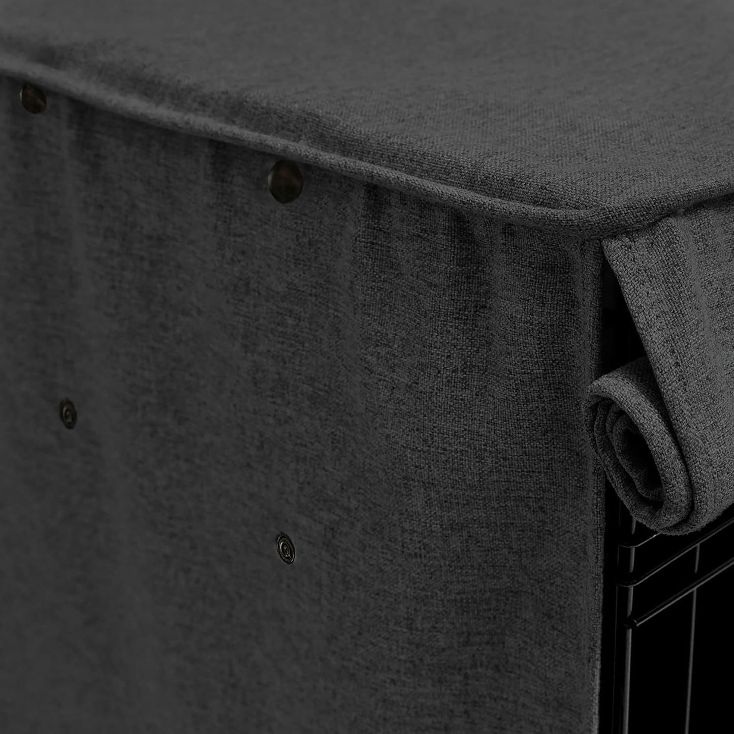 Friends Forever Metal Dog Crate Cover 30 inch w/Light Blocking Protective Curtain, Dog Cage Cover w/Roller Shades, Machine Washable, Trucker Black