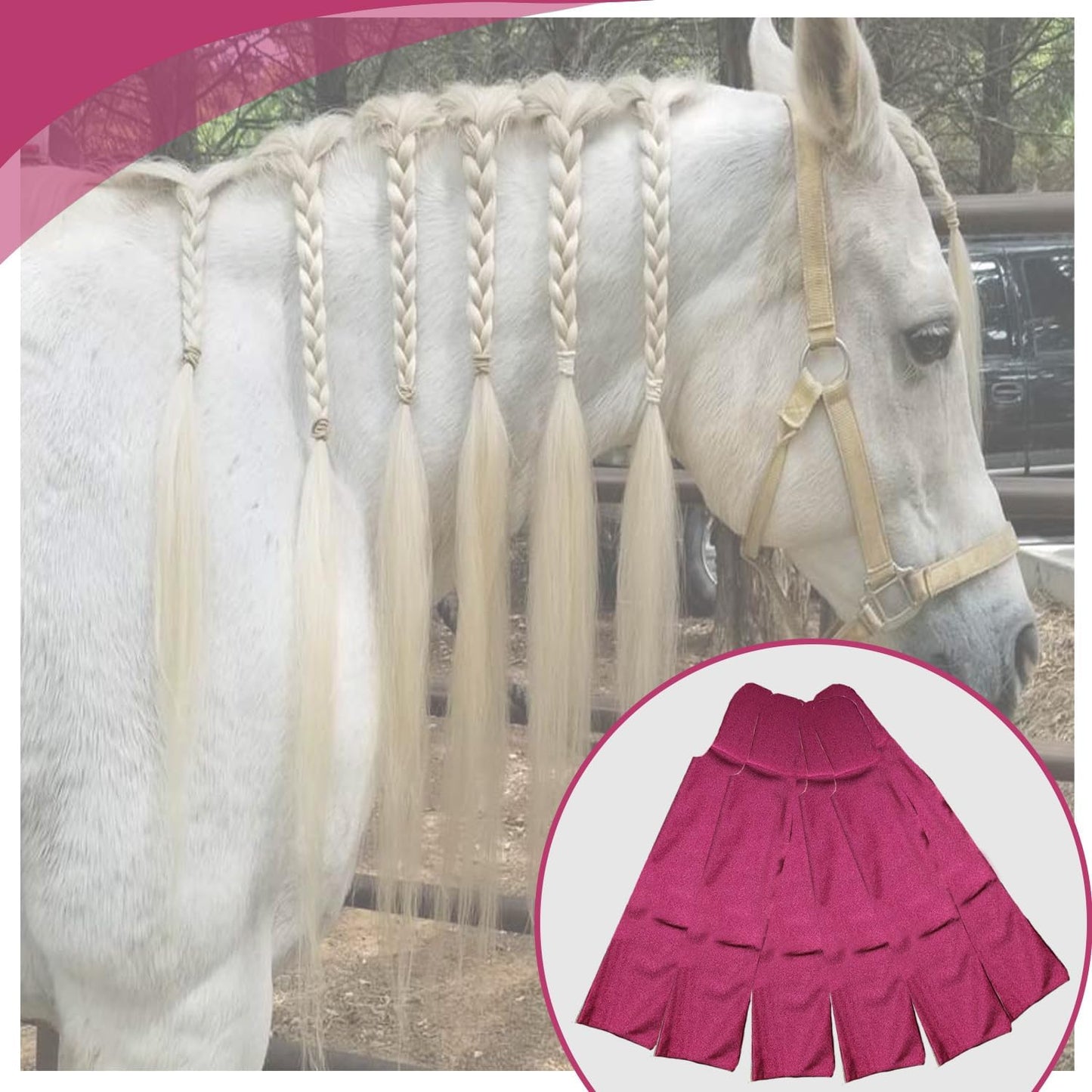 Ranch Hand Horse Mane Bags | 6 Pack | Horse Tack/Supplies | Protect Horse's Mane from Wind, Sun, Mud, Preventing Tangles, Rubbing Out, and Breakage | Handmade Mane Care Product (MAROON)
