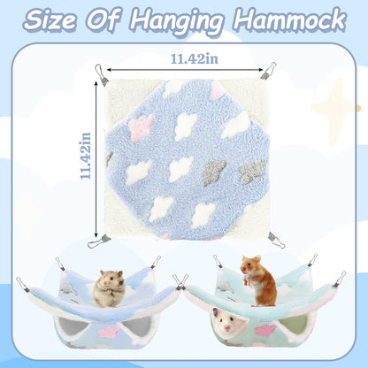 2 Pcs of Rat Hammocks Small Animal Hammock Rat Bed Guinea Pig Hammock Rats Cage Accessories for Small Animals Chinchilla Parrot Sugar Glider Ferret Squirrel