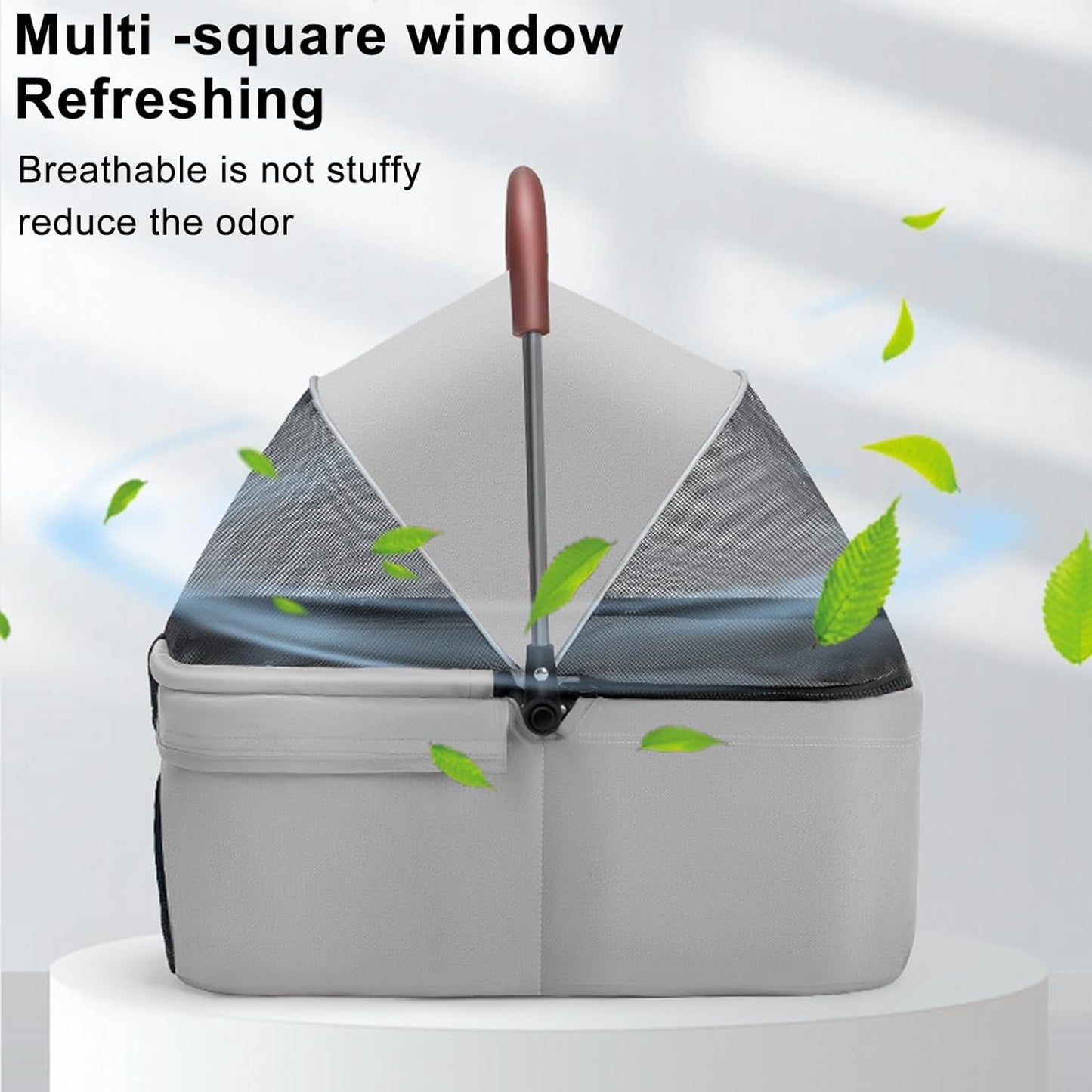 Pet Stroller-Folding 4 Wheels Cat/Dog Stroller for Medium Small Pets with Storage Basket and Cup Holder Suitable for Going Out and Traveling (Grey)