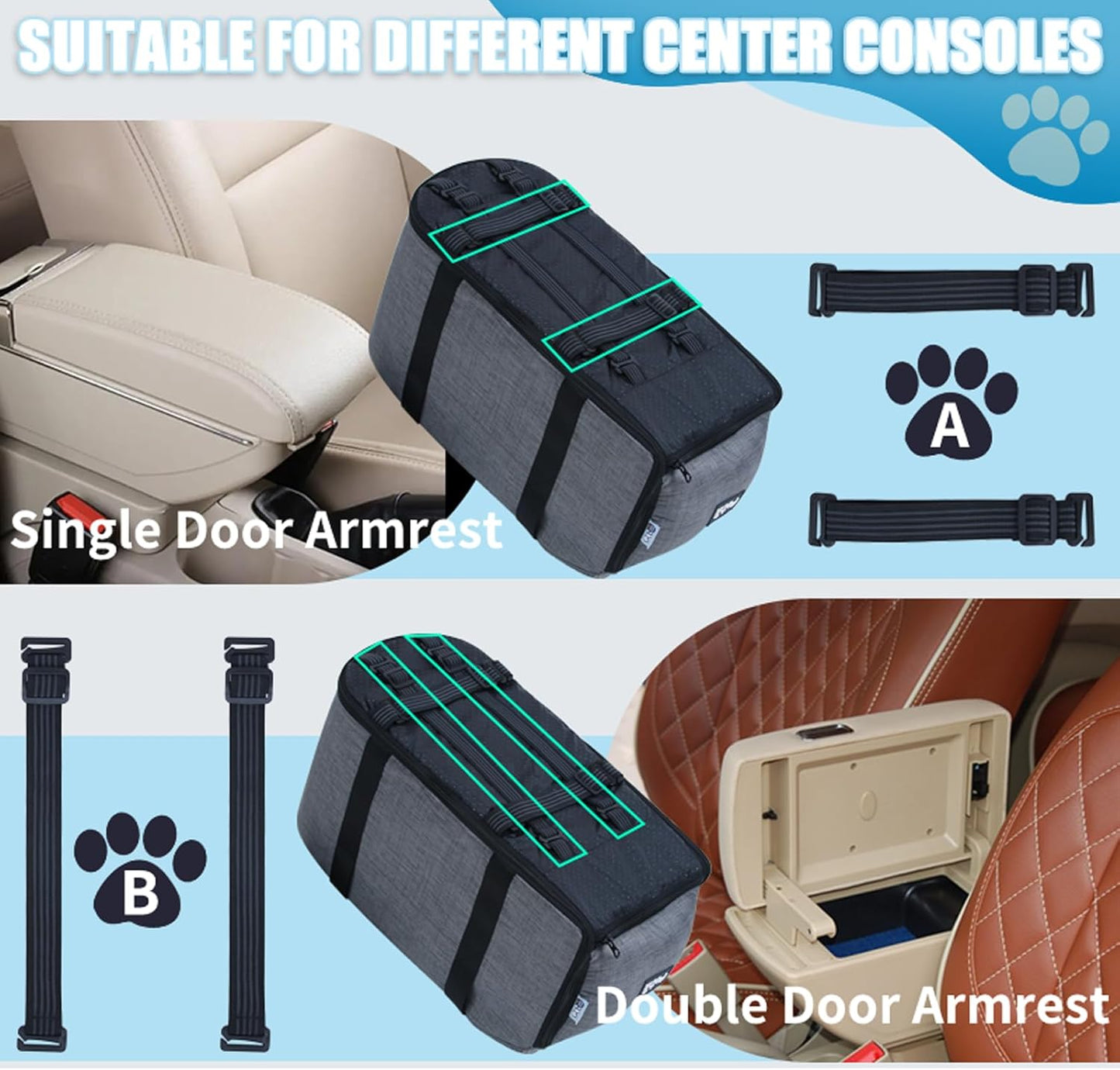 Elevated Dog Car Seat for SUV & Sedan - Pet Booster Seat with Safety Belt & Anti-Slip Platform, Convertible into Travel Carrier Bag & Indoor Bed (Grey)