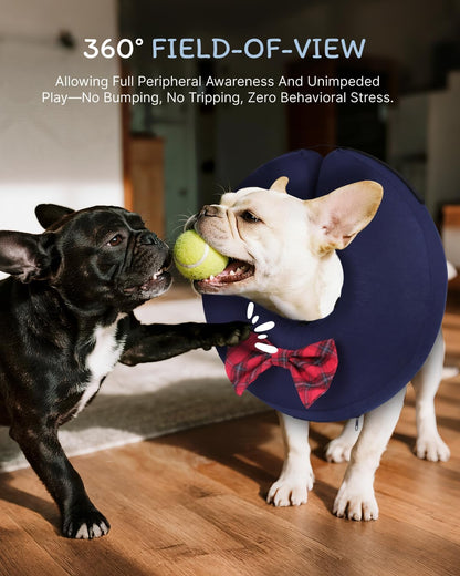 MIDOG Dog Cone Collar for Large Medium Dogs, Soft Inflatable Dog Cone Alternative After Surgery, Adjustable Protective Recovery Cone - Alternative E Collar Does Not Block Vision (Bow Tie,L)