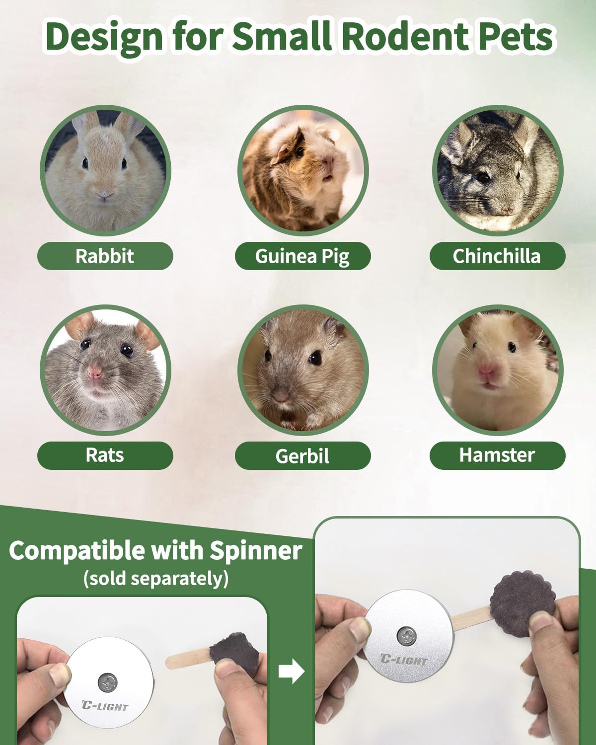 C-LIGHT Rabbit Chew Toy, 6 Pcs Timothy Hay Rabbit Treat Chew for Teeth, Spinner Toy Replaceable Treats for Chinchillas,Guinea Pigs, Bunny (Pink)