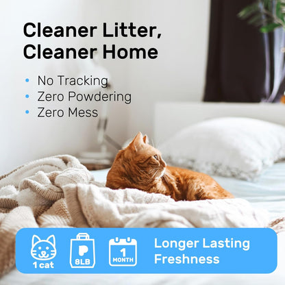 EcoFusion Cat Litter 3 Pack (8lb Each) Tofu & Corn Blend, Zero Powdering, Zero Mess, 99.8% Dust-Free, 98% Odor Control, Fast Clumping, Non-Stick, Includes Bonus Cat Scratcher