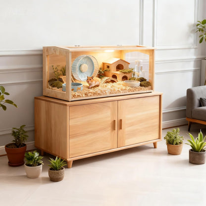 Large Hamster Cage – Deep Burrow & Openable Top, Transparent Small Animal Habitat for Hamsters, Gerbils, Rats & Guinea Pigs, 40" L × 20" W × 20" H