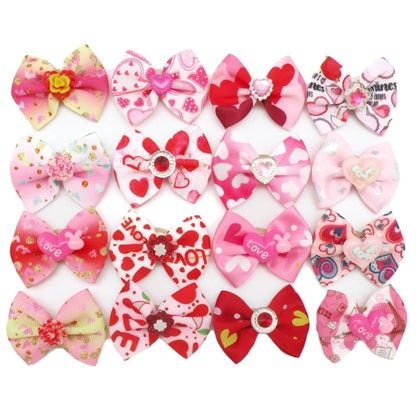 Valentines Day Dog Bows for Pet Grooming - 10Pcs Valentines Dog Hair Bows with Rubber Bands,Valentines Dog Bows Valentine Hair Bows for Dogs,Dog Hair Accessories for Puppy Small Girl Dogs
