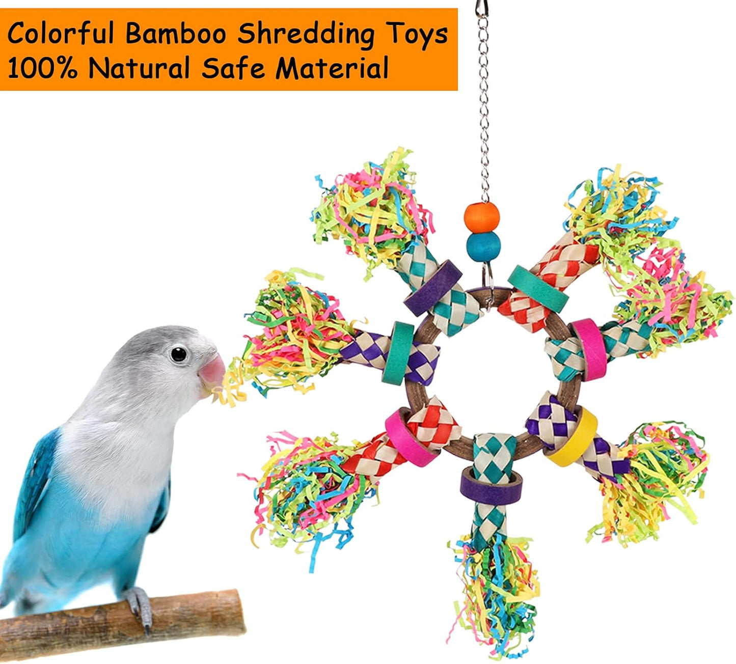 LifeIdeas 5PCS Bird Toys - Foraging, Shredding & Hanging Toys for Small to Medium Parrots, Conures, Cockatiels, Budgies, Lovebirds & Parrotlets - Bird Cage Accessories