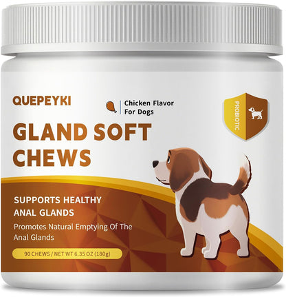 Anal Gland Soft Chews for Dogs Treats with Pumpkin, Fiber & Probiotics - Supports Scooting, Stool Quality & Gut Digestive Health - Chicken Flavor, 90 Count