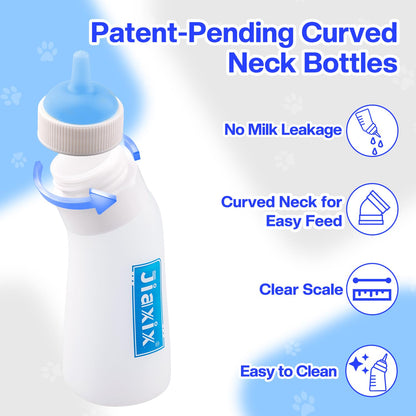 3 Pack Kitten Silicone Nursing Bottle,Silicone Feeding Nipple, Reusable Newborn Kitten Supplies, Suitable for Feeding, Puppy, Rabbit, Hamster (Blue, Large)