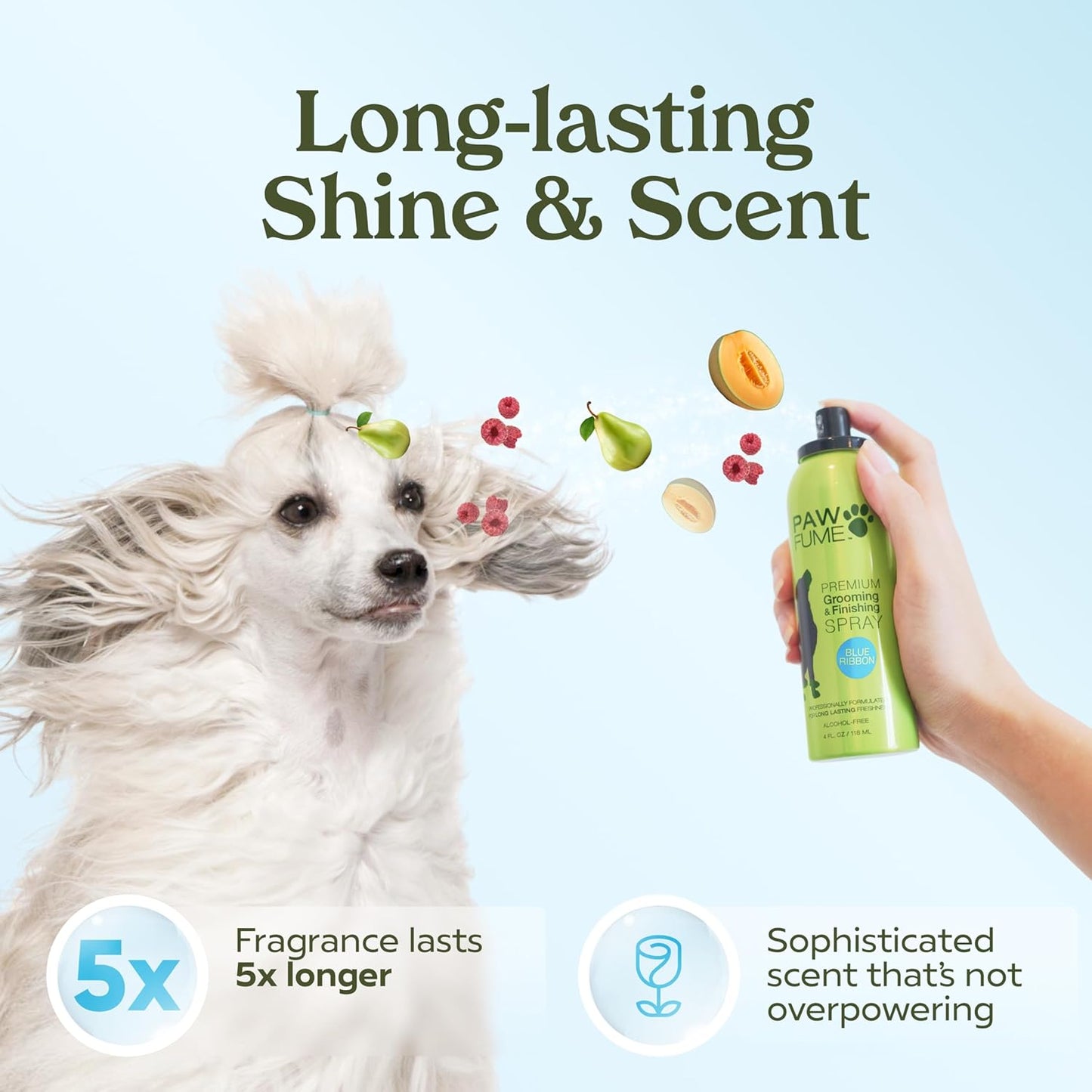 PAWFUME Dog Perfume Spray for Grooming, Blue Ribbon, 1-Pack – Keep Your Pup Fresh All Day – Probiotic, Alcohol-Free, Detangling & Moisturizing – Salon-Quality Dog Spray Deodorizer Perfume
