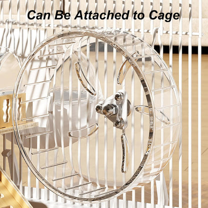 Hamster Wheel, Silent Running Exercise Wheel with Adjustable Stand for Hamster Guinea Pig Gerbil Hedgehog Small Animal Cage Accessories (Clear, 7.1inch)