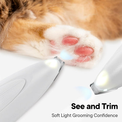 Dog Paw Trimmer with LED Light, Rechargeable Cordless Electric Grooming Clippers, Low Noise Pet Hair Shaver for Small Dogs Cats Trimming Around Paws, Eyes, Ears, Face, Rump