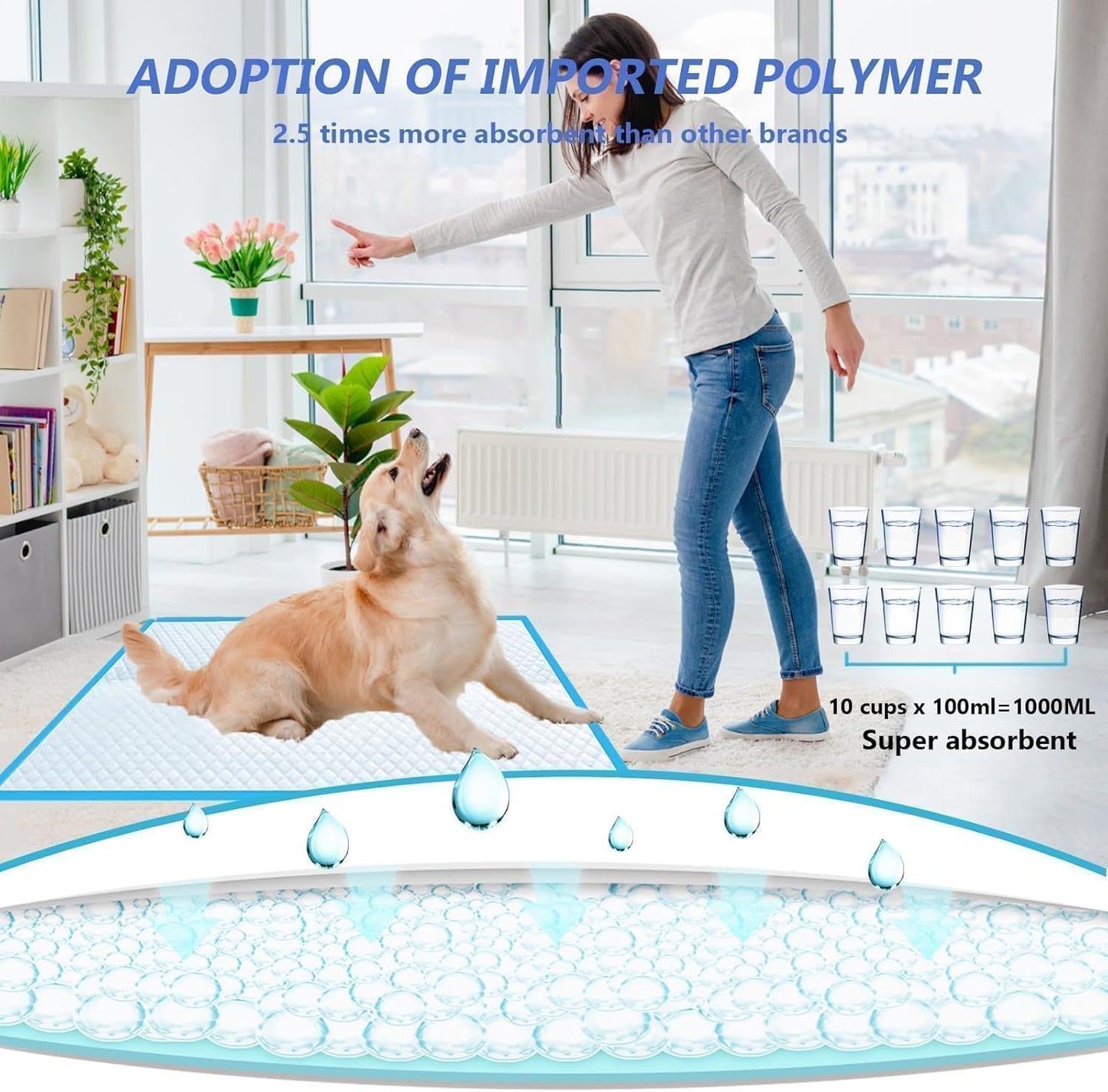 XXXXL Puppy Pee Pads for Dogs 36"x51" 40 Count, Extra Large Dog Pee Pads, Leak-Proof & Super Absorbent Dog Pee Pads, Thicken Disposable Potty Pads Puppy Training Pads for Cats Rabbits