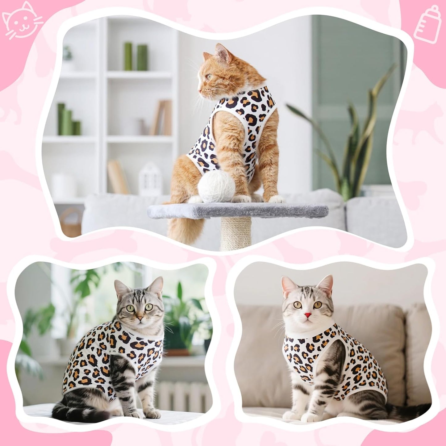 1PC Cat Recovery Suit Female Cats Onesie for Cats & 1PC Dog Surgery Suit Recovery Suit for Dogs After Surgery Female Post-Op Bodysuit Pajamas Anti Licking Abdominal Wounds Cone Alternative