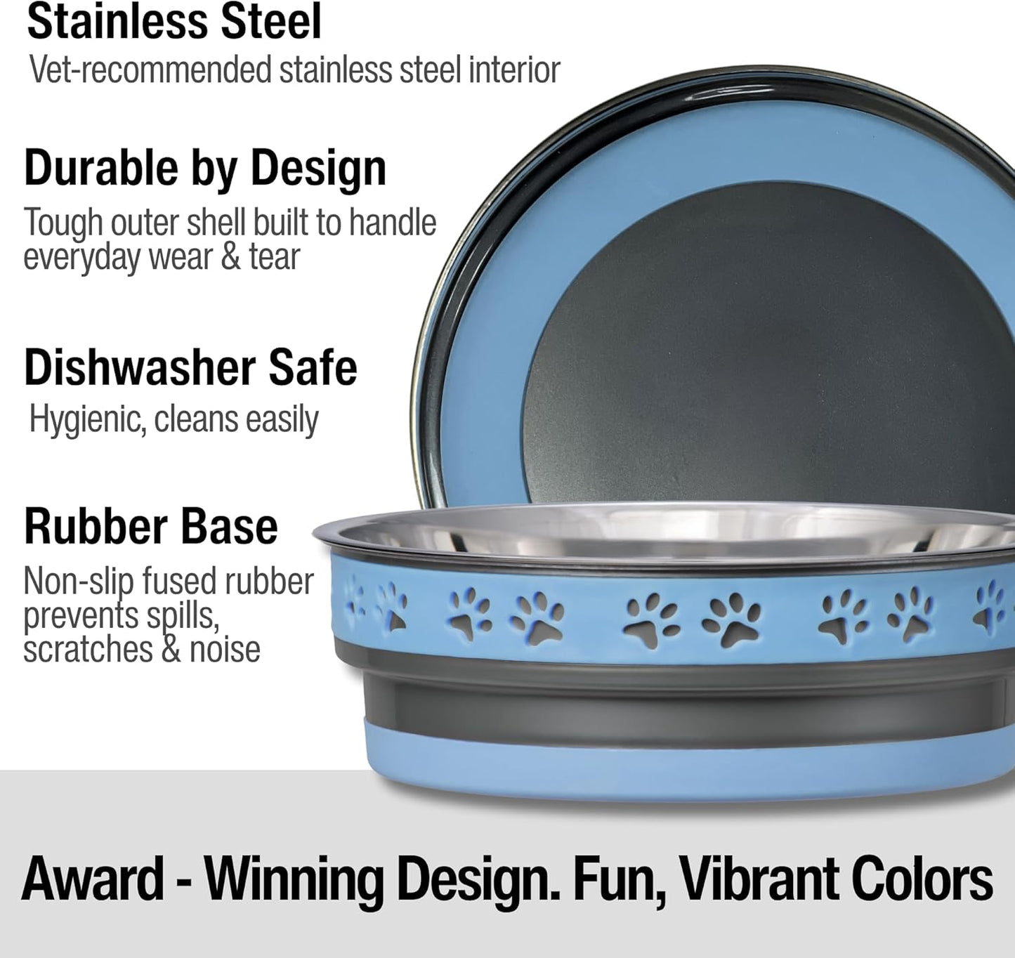 Loving Pets Corsa Dog Bowls- Stainless Steel Dog & Cat Bowls - Spill Proof Dog Food Bowl, Cat Bowl, Puppy Essentials & Pet Supplies Great for Home & Travel (Small 10-20 lbs, Rapid Blue)