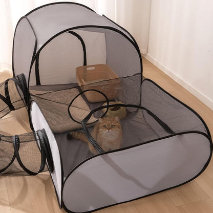 Convertible Cats Playpen Expandable Tunnel Safe Lounging Playpen for Indoor Outdoor Activity Game Tent for Camping Cats Tunnel House