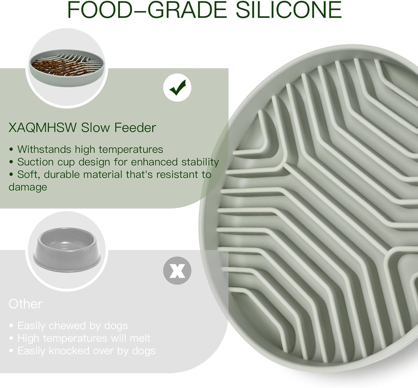 Slow Feeder Dog Bowls, Puzzle Silicone Dog Feeding Bowls with Suction Cups, Anti-Choking, Non-Slip Design, Reduces Boredom, Anxiety, Ideal for Medium to Small Dogs & Cats - XAQMHSW