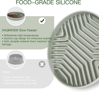 Slow Feeder Dog Bowls, Puzzle Silicone Dog Feeding Bowls with Suction Cups, Anti-Choking, Non-Slip Design, Reduces Boredom, Anxiety, Ideal for Medium to Small Dogs & Cats - XAQMHSW
