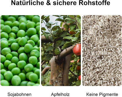 FUKUMARU Tofu Cat Litter, 6 LBS Clumping Cat Litter, Dust Free Unscented Flushable Tofu Litter, Natural, Lightweight and Low Tracking Kitty Litter Pellets Mixed Apple Wood, 24/7 Odor Control