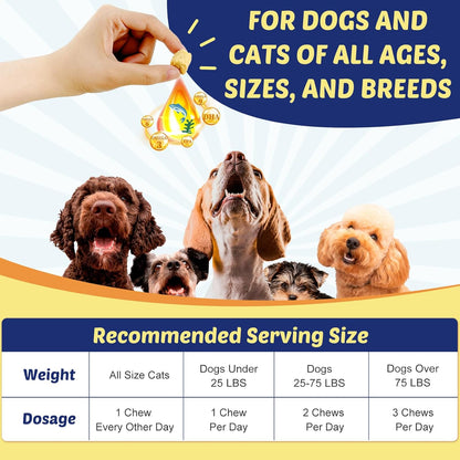 ZEBORA Salmon Oil for Dogs, Omega 3 Fish Oil for Dogs Skin and Coat with EPA & DHA, Zinc, Biotin, Quercetin, Vitamin C & E for Dog Allergy Relief, Hot Spot Treatment, Control Dog Shedding, 180 Chews