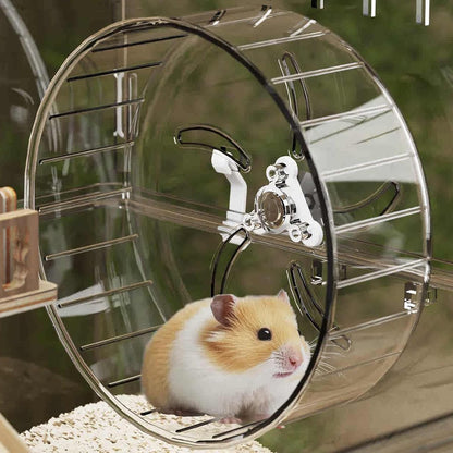 Hamster Wheel, Silent Running Exercise Wheel with Adjustable Stand for Hamster Guinea Pig Gerbil Hedgehog Small Animal Cage Accessories (Clear, 7.1inch)
