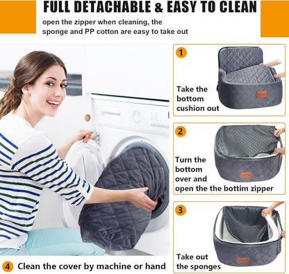 Dog Car Seat for Small Medium Memory Sponge Pet Booster Seat Fits Dogs Travel Bed up to 35 lbs,Dog seat Made of Materials is Safe and Comfortable (Gray - Dog Booster Seat, M)